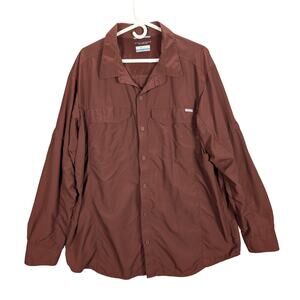 Columbia Shirt Mens XXL Brown Red Rust Omni Shade Long Sleeves Outdoor Fishing